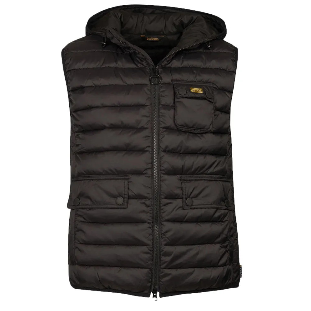 Mens Barbour International Ouston Hooded Gilet - Black