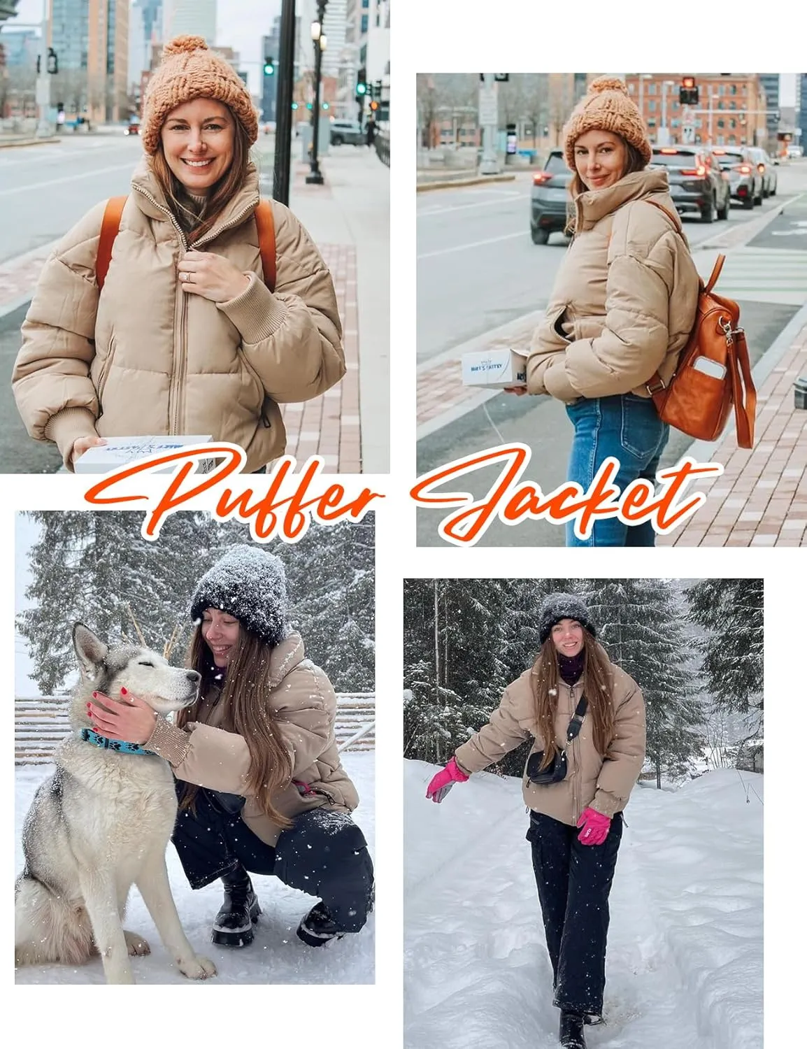 Flygo Winter Cropped Puffer Jacket Coats for Women 2024 Short Warm Quilted Jackets Outerwear with Pockets