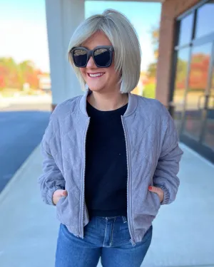Patty Corduroy Bomber Jacket in Charcoal FINAL SALE