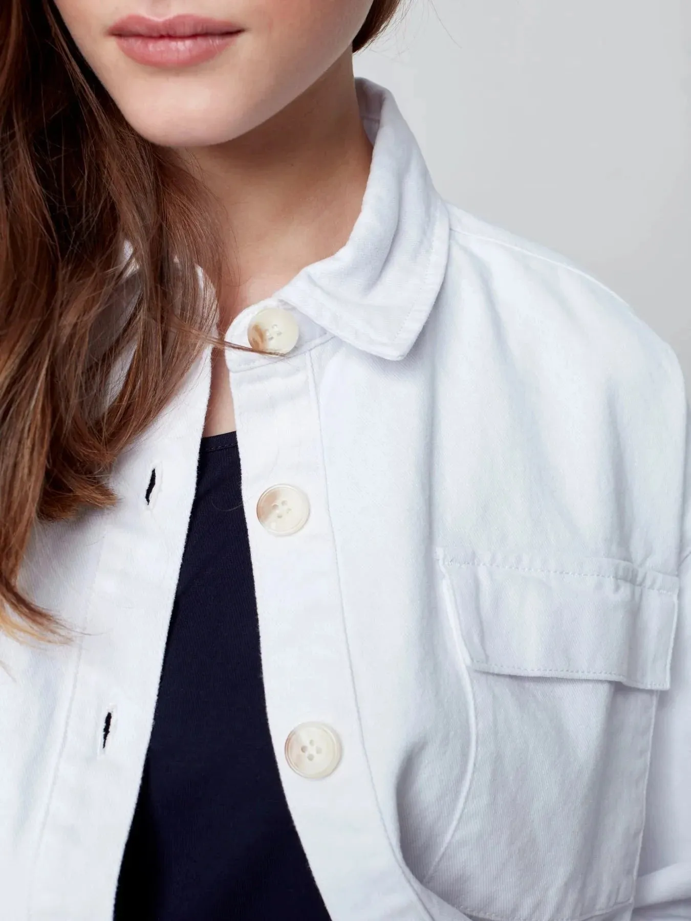 Solid Jean Jacket [White-C6248]