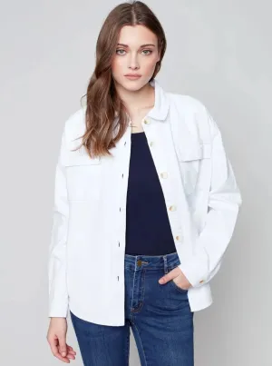 Solid Jean Jacket [White-C6248]