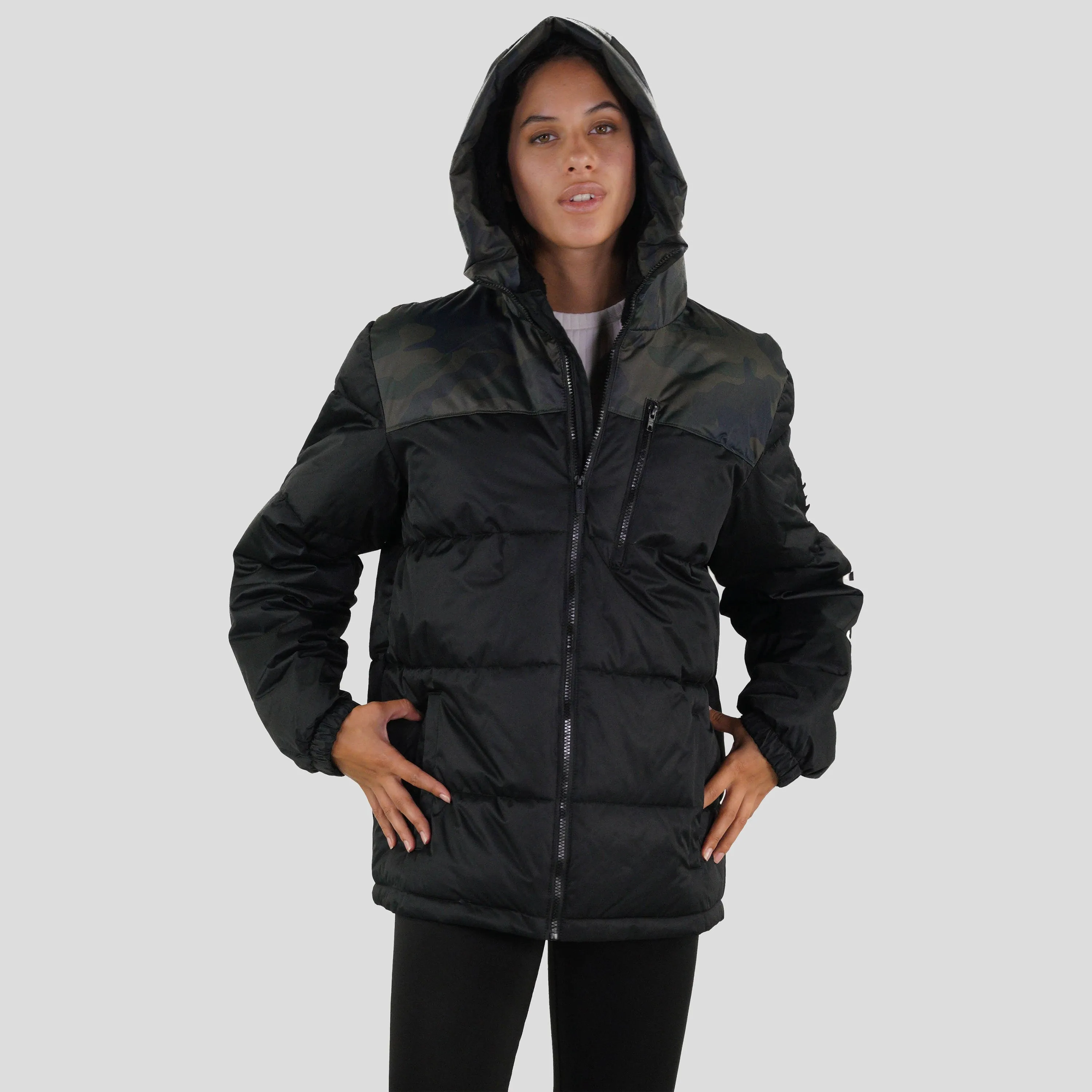 Women's Twill Block Puffer Oversized Jacket - FINAL SALE
