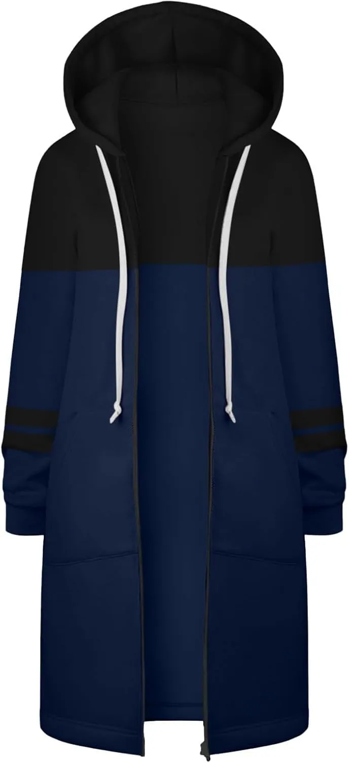 Women's Zip Up Hoodies Long Sleeve Winter Lightweight Hooded Sweatshirt Casual Jacket Coat with Pockets