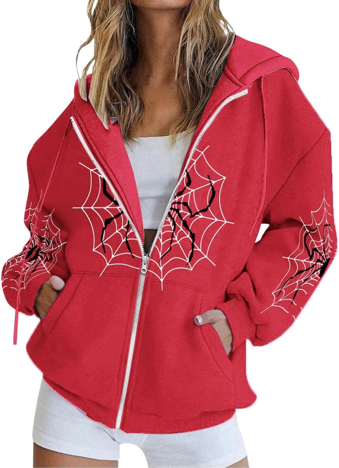Women's Zip Up Hoodies Womens Oversized Sweatshirts Hoodies Long Sleeve Shirts Pullover Fall Clothes With Pocket